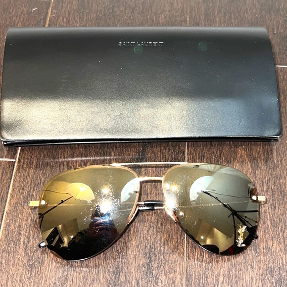 Saint Laurent - Mirror Aviator Frame YSL Logo - Classic 11 M Used - 80% OFF SALE - Picture 1 of 10